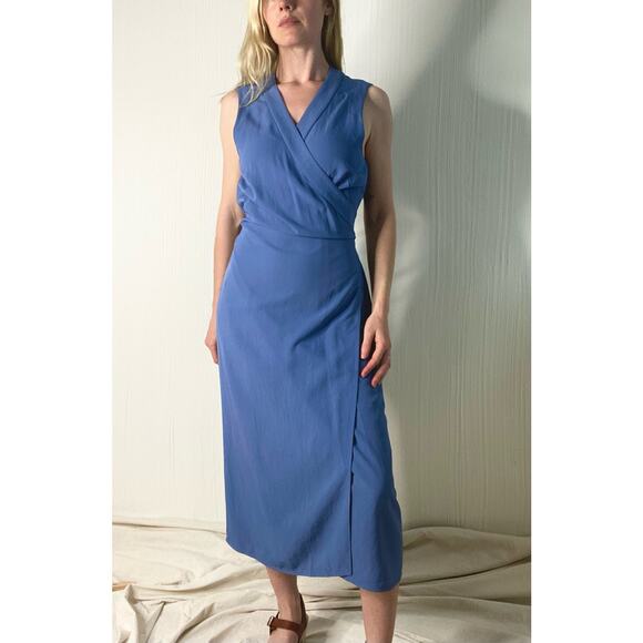 Everlane Dresses & Skirts - EVERLANE EVERLANE Japanese Goweave Midi Wrap Dress Dusty Blue NWT US 8